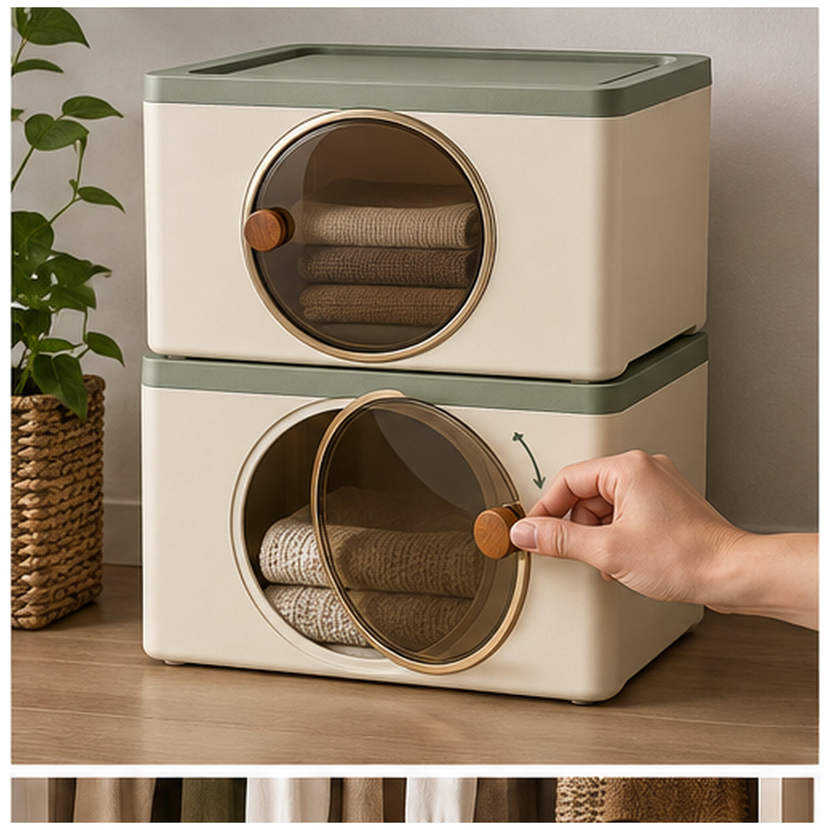 Boîte Fenêtre Pivot — Boîte empilable avec ouverture frontale rotative