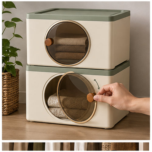 Boîte Fenêtre Pivot — Boîte empilable avec ouverture frontale rotative