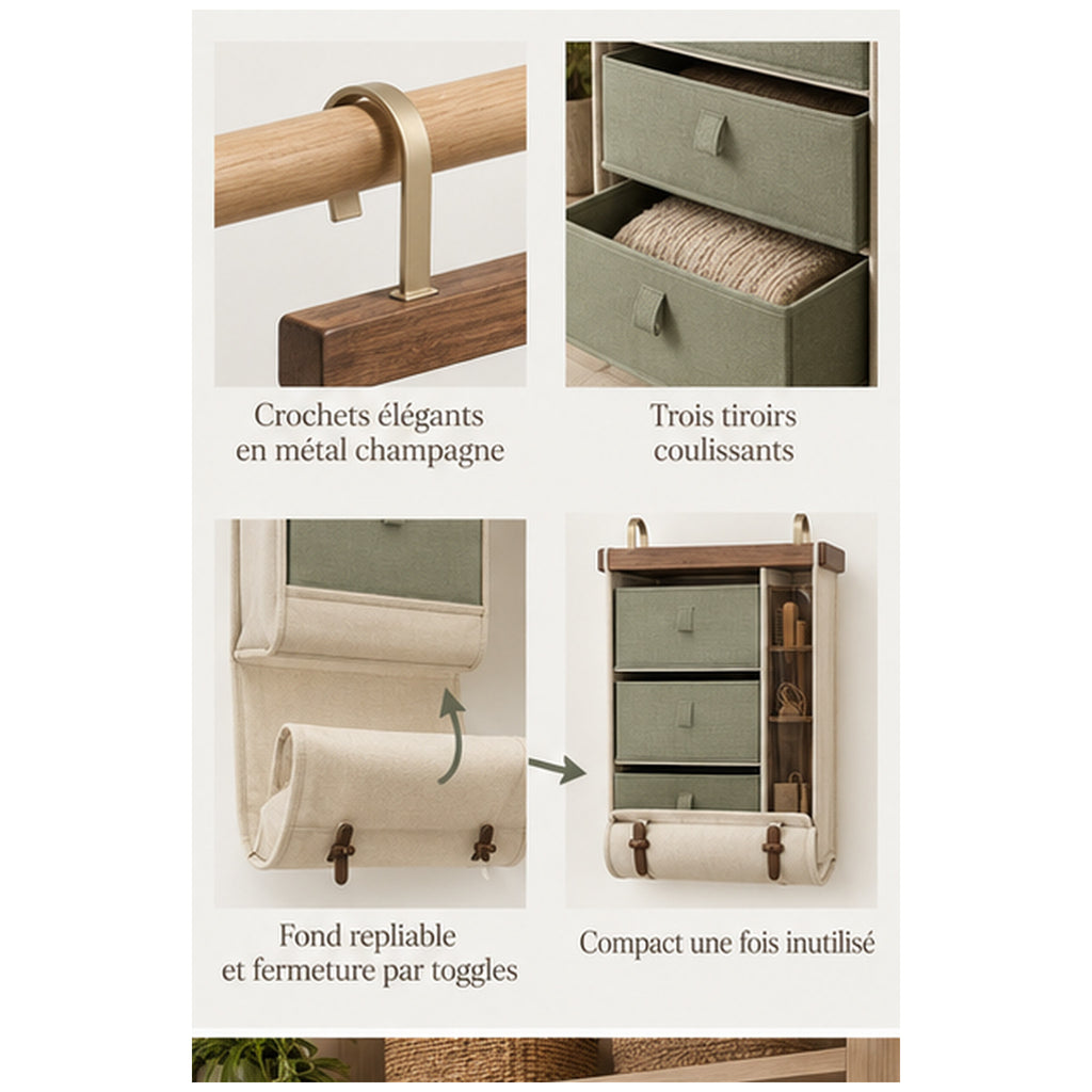 Coffre Armoire Traverse — Rangement suspendu à trois tiroirs