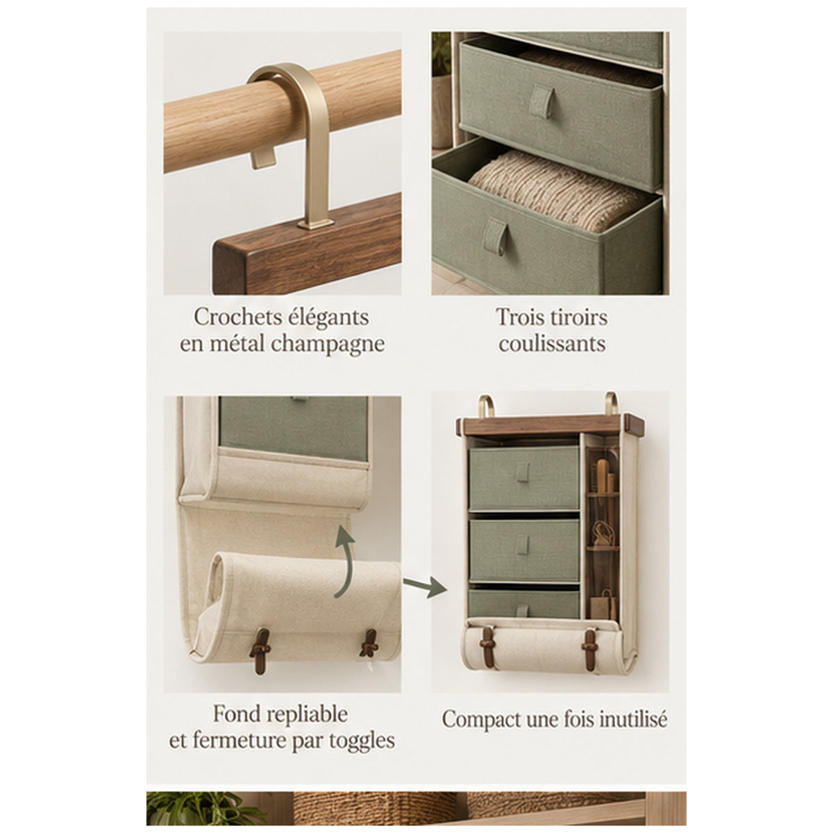 Coffre Armoire Traverse — Rangement suspendu à trois tiroirs