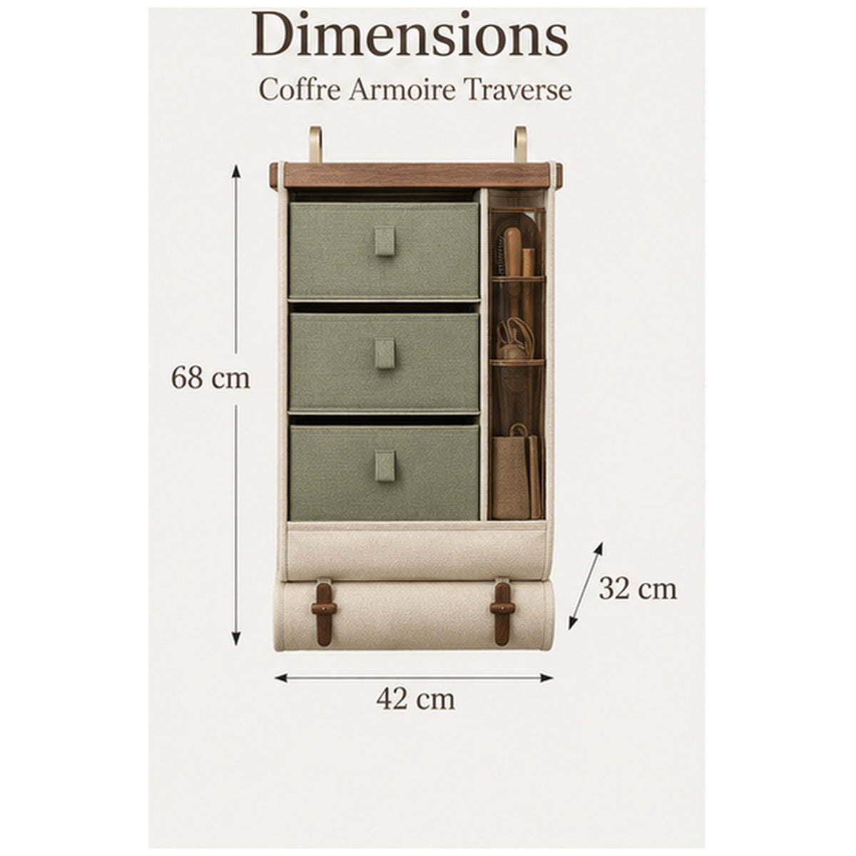 Coffre Armoire Traverse — Rangement suspendu à trois tiroirs