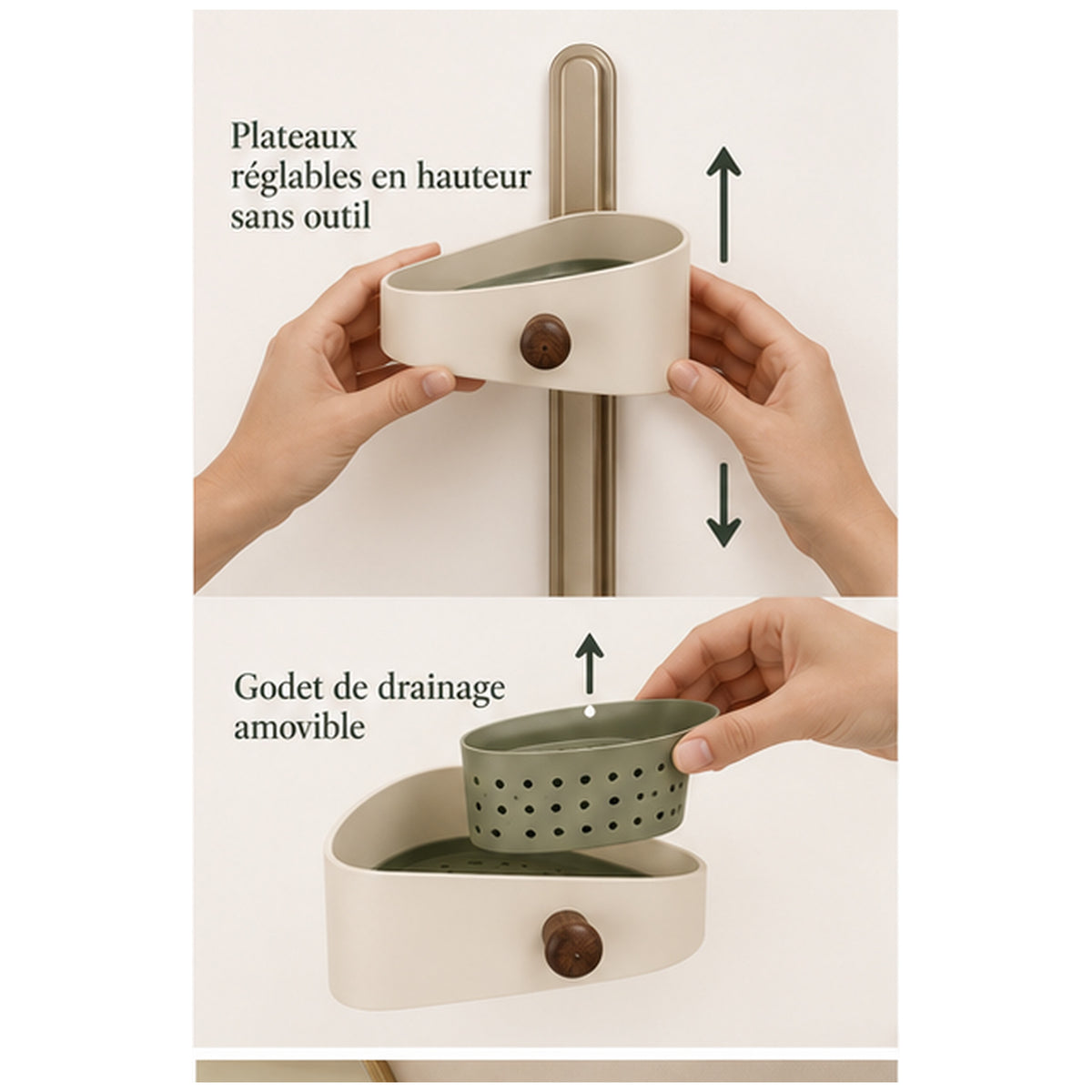 Étagère Goutte Suspendue — Rangement mural réglable avec drainage