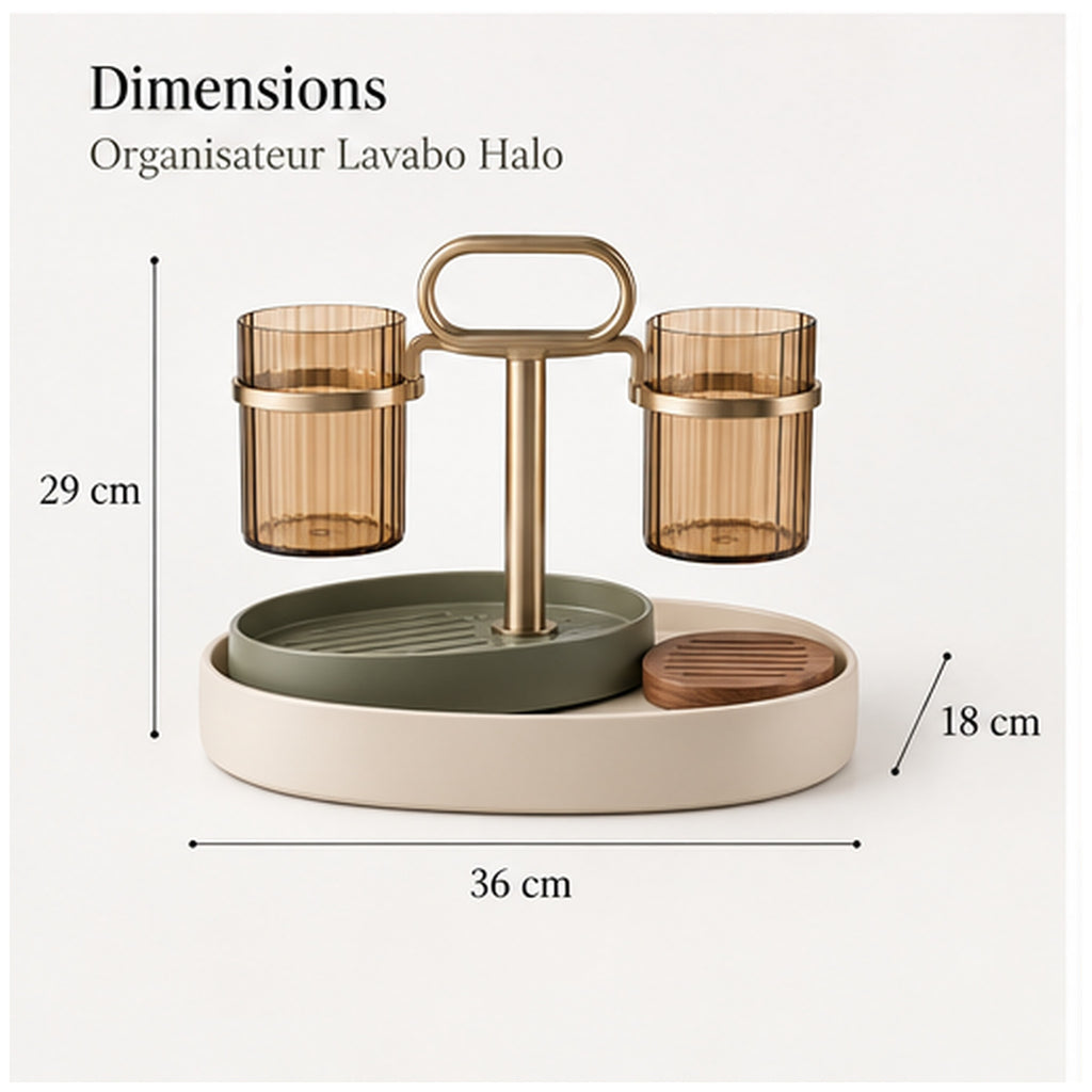 Organisateur Lavabo Halo — Plateau rotatif avec compartiment sec