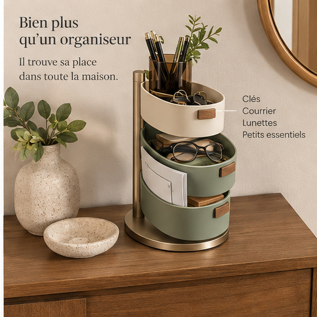 Organiseur Bureau Totem — Quatre plateaux pivotants et amovibles