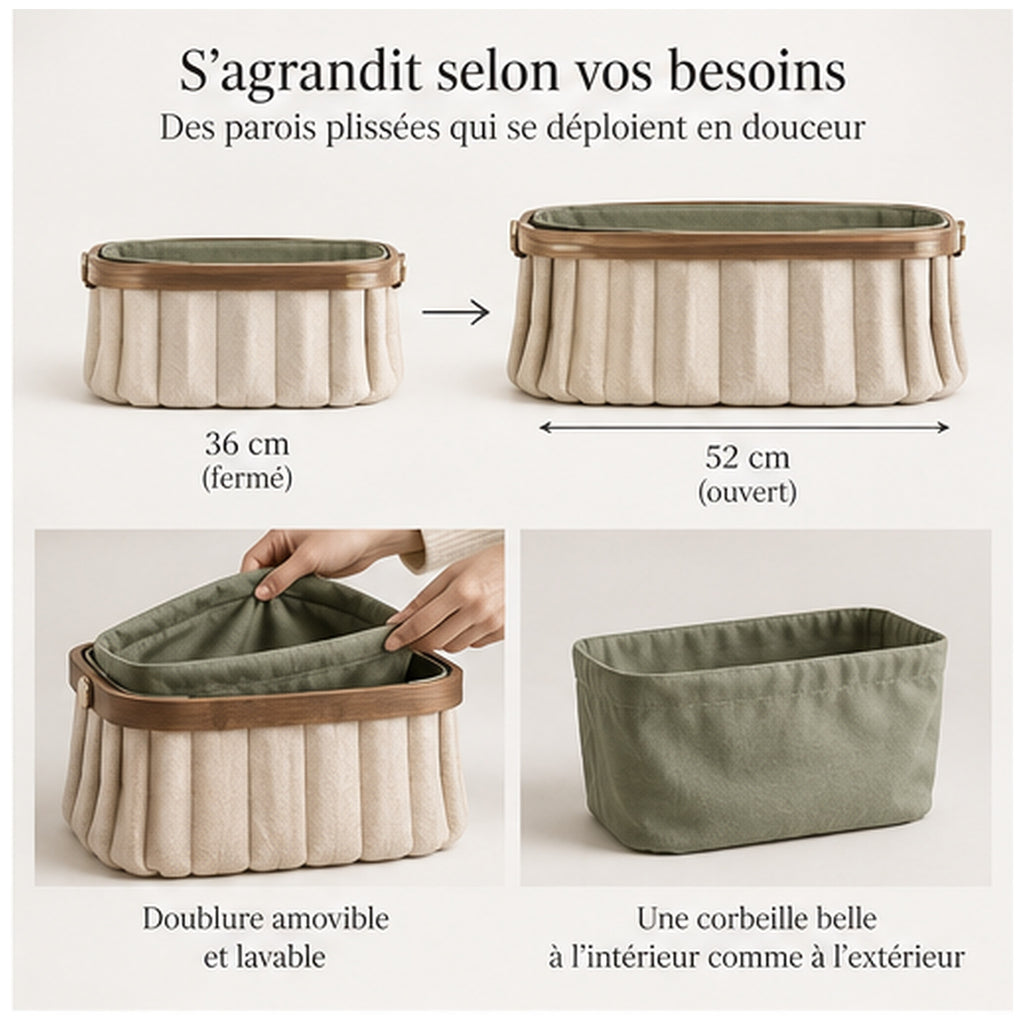 Panier Plissé Duo — Deux paniers extensibles et repliables