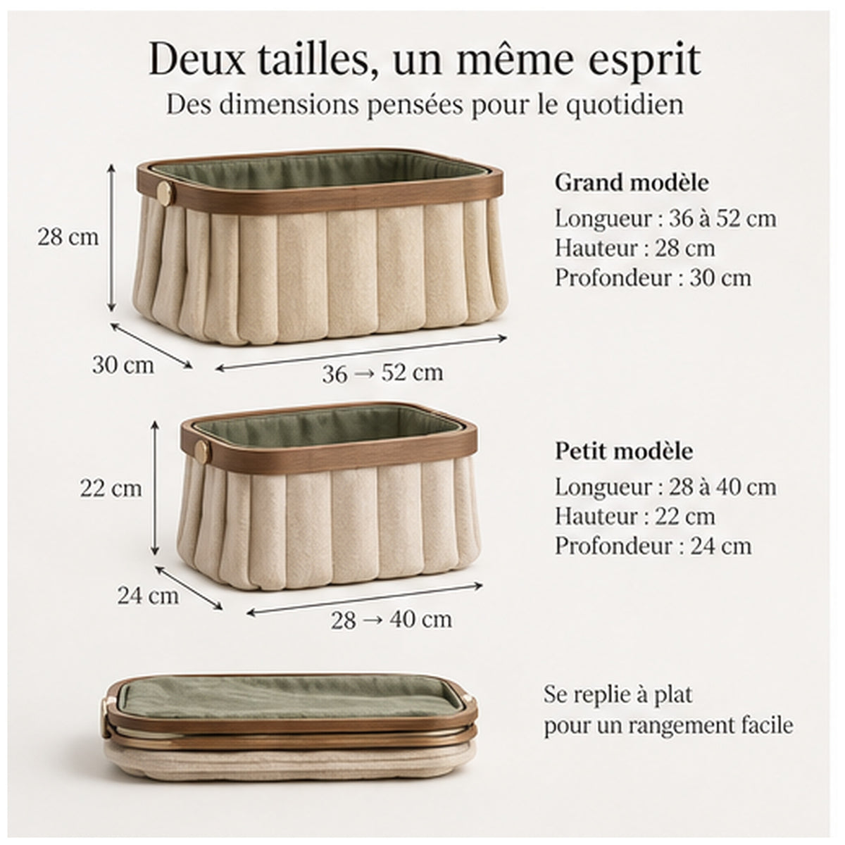 Panier Plissé Duo — Deux paniers extensibles et repliables